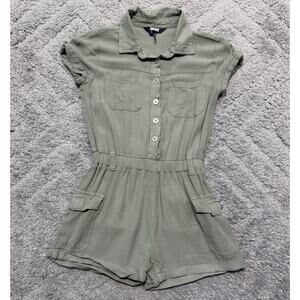 DKNY Girls Classic Comfy Short Sleeve Romper Jumpsuit Green Size 10